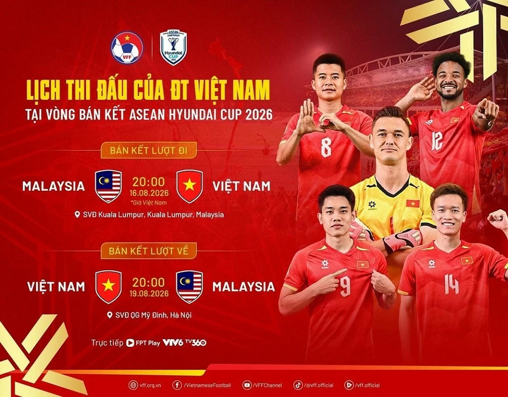 Bán kết ASEAN Cup 2026: Đội tuyển Việt Nam tự tin đấu Malaysia