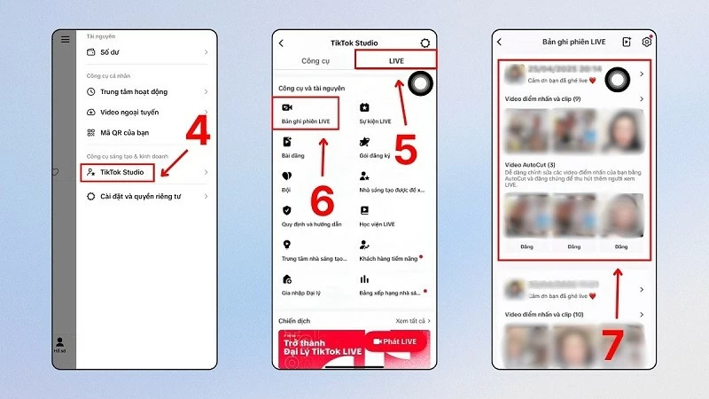 Chọn TikTok Studio, sau đó tìm đến mục LIVE.