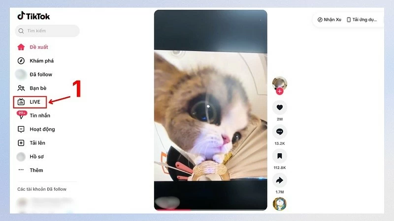 Truy cập TikTok trên trình duyệt và đăng nhập tài khoản đã sử dụng để livestream.