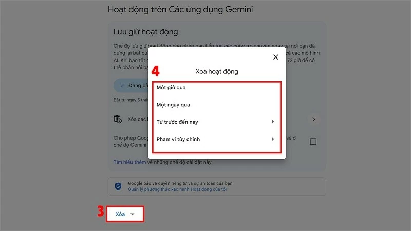 Tìm tùy chọn Xóa để mở các lựa chọn về thời gian. Tìm tùy chọn Xóa để mở các lựa chọn về thời gian.