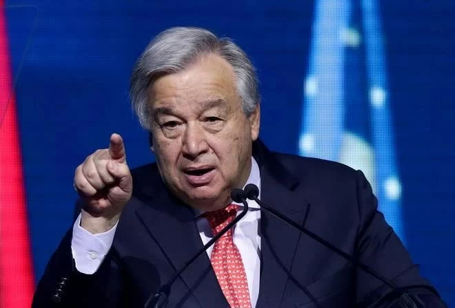 Tổng Thư ký LHQ Antonio Guterres kêu gọi các bên thúc đẩy đối thoại và đàm phán nhằm tìm kiếm giải pháp toàn diện, lâu dài cho xung đột tại Vùng Vịnh và Biển Đỏ. (Nguồn: PBS) Tổng Thư ký LHQ Antonio Guterres kêu gọi các bên thúc đẩy đối thoại và đàm phán nhằm tìm kiếm giải pháp toàn diện, lâu dài cho xung đột tại Vùng Vịnh và Biển Đỏ. (Nguồn: PBS)