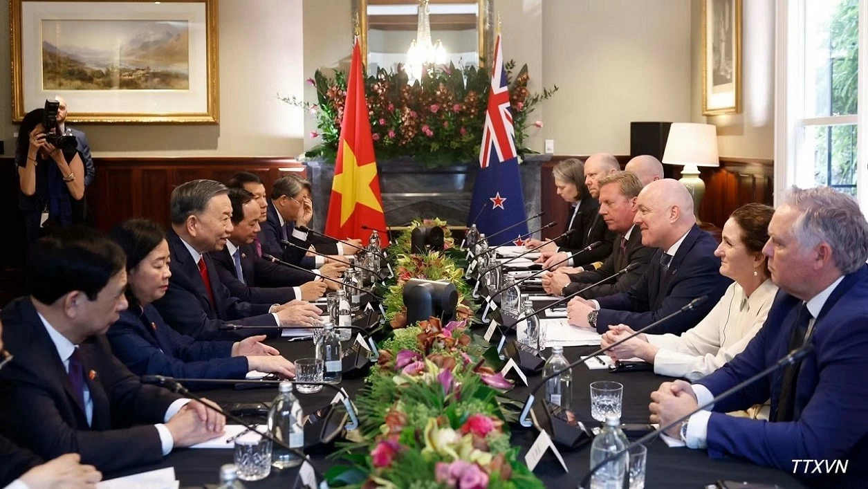 Tuyên bố chung giữa Việt Nam và New Zealand nhân chuyến thăm cấp Nhà nước của Tổng Bí thư, Chủ tịch nước Tô Lâm tới New Zealand Tuyên bố chung giữa Việt Nam và New Zealand nhân chuyến thăm cấp Nhà nước của Tổng Bí thư, Chủ tịch nước Tô Lâm tới New Zealand