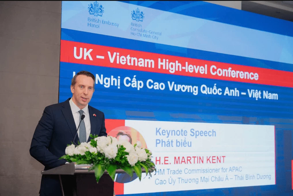 Cao uỷ Thương mại Anh tại Châu Á - Thái Bình Dương Martin Kent phát biểu tại Hội nghị.