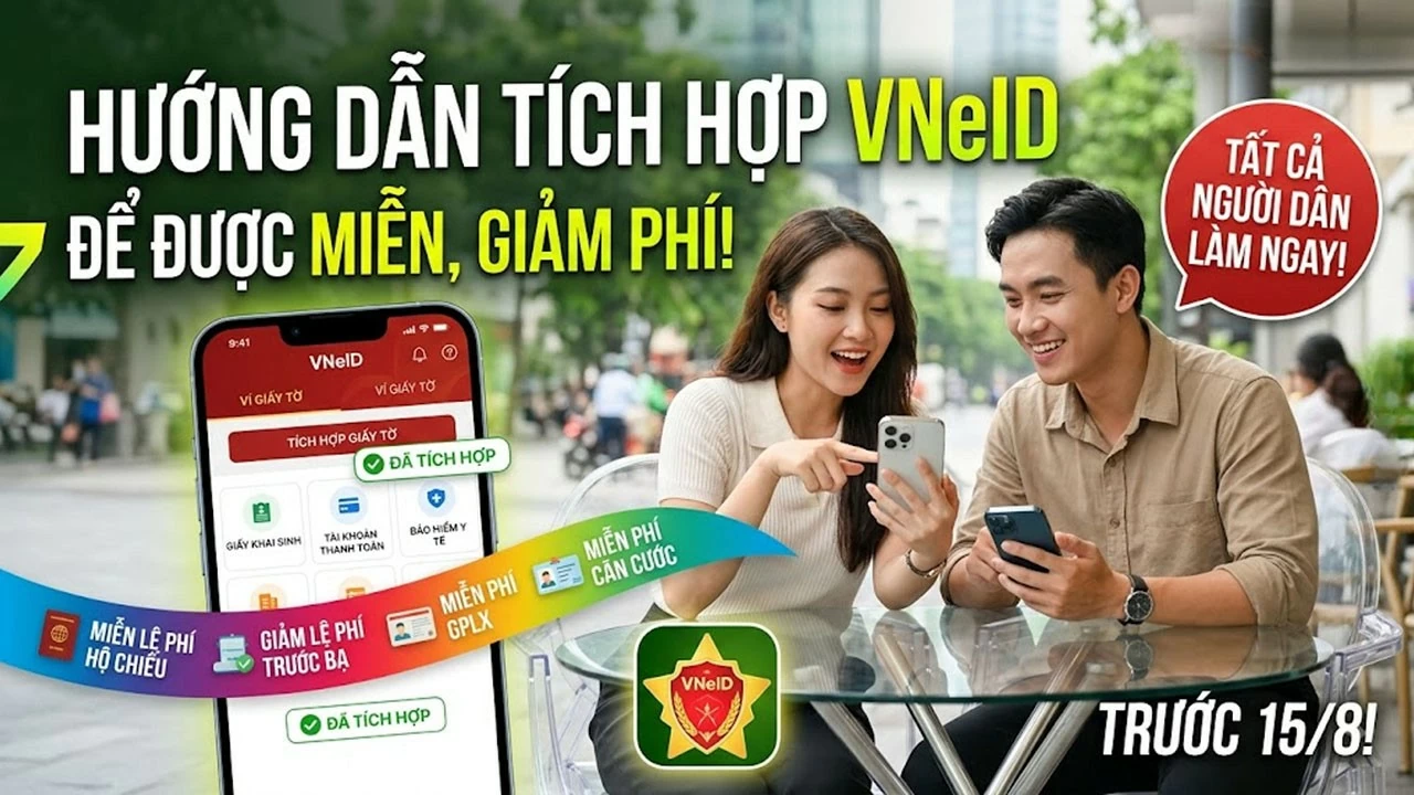 Hướng dẫn tích hợp thông tin VNeID nhận miễn, giảm lệ phí.