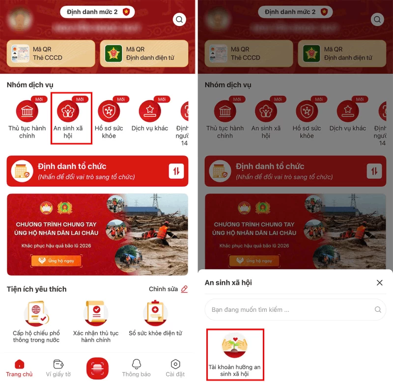 Mở ứng dụng VNeID.