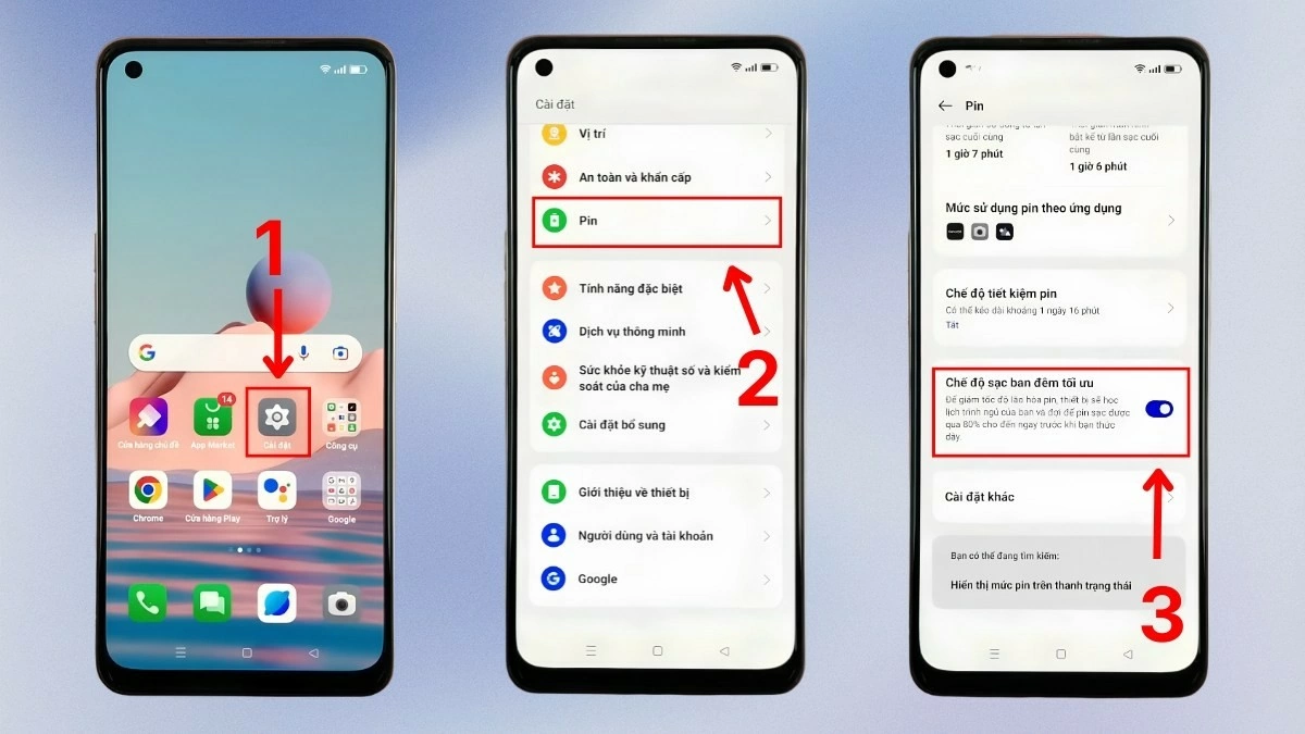 Cách tắt tối ưu hóa sạc ban đêm trên OPPO dễ dàng.