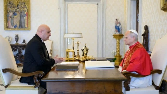 Tổng thống Lebanon Joseph Aoun hội kiến Giáo hoàng Leo XIV tại Vatican, trong khuôn khổ chuyến thăm nhằm thúc đẩy các nỗ lực ngoại giao và ổn định tình hình Lebanon. (Nguồn: Vatican News)