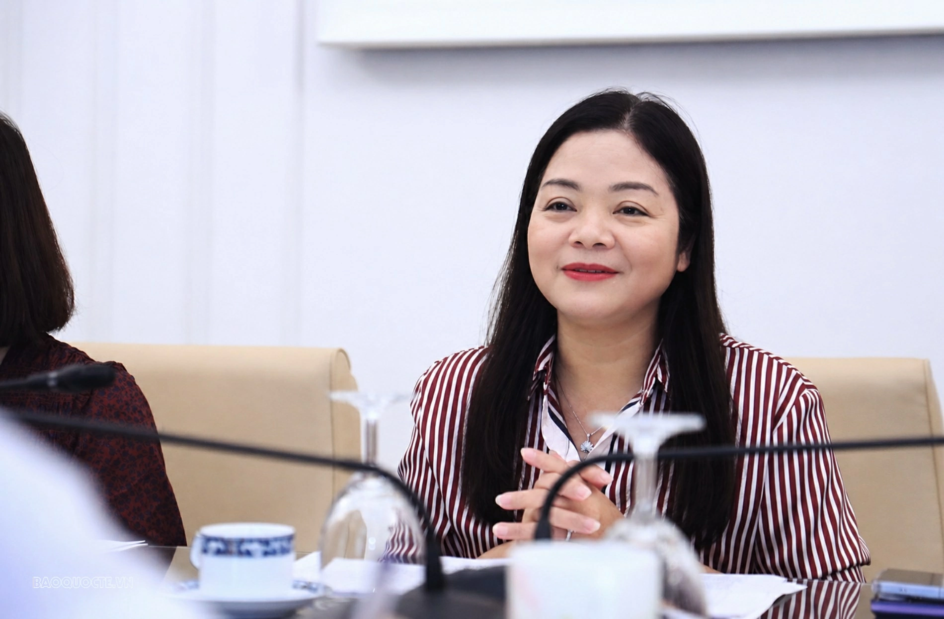 Phó Chủ tịch UBND tỉnh Thái Nguyên Nguyễn Thị Loan phát biểu tại buổi làm việc. (Ảnh: Thành Long) Phó Chủ tịch UBND tỉnh Thái Nguyên Nguyễn Thị Loan phát biểu tại buổi làm việc. (Ảnh: Thành Long)