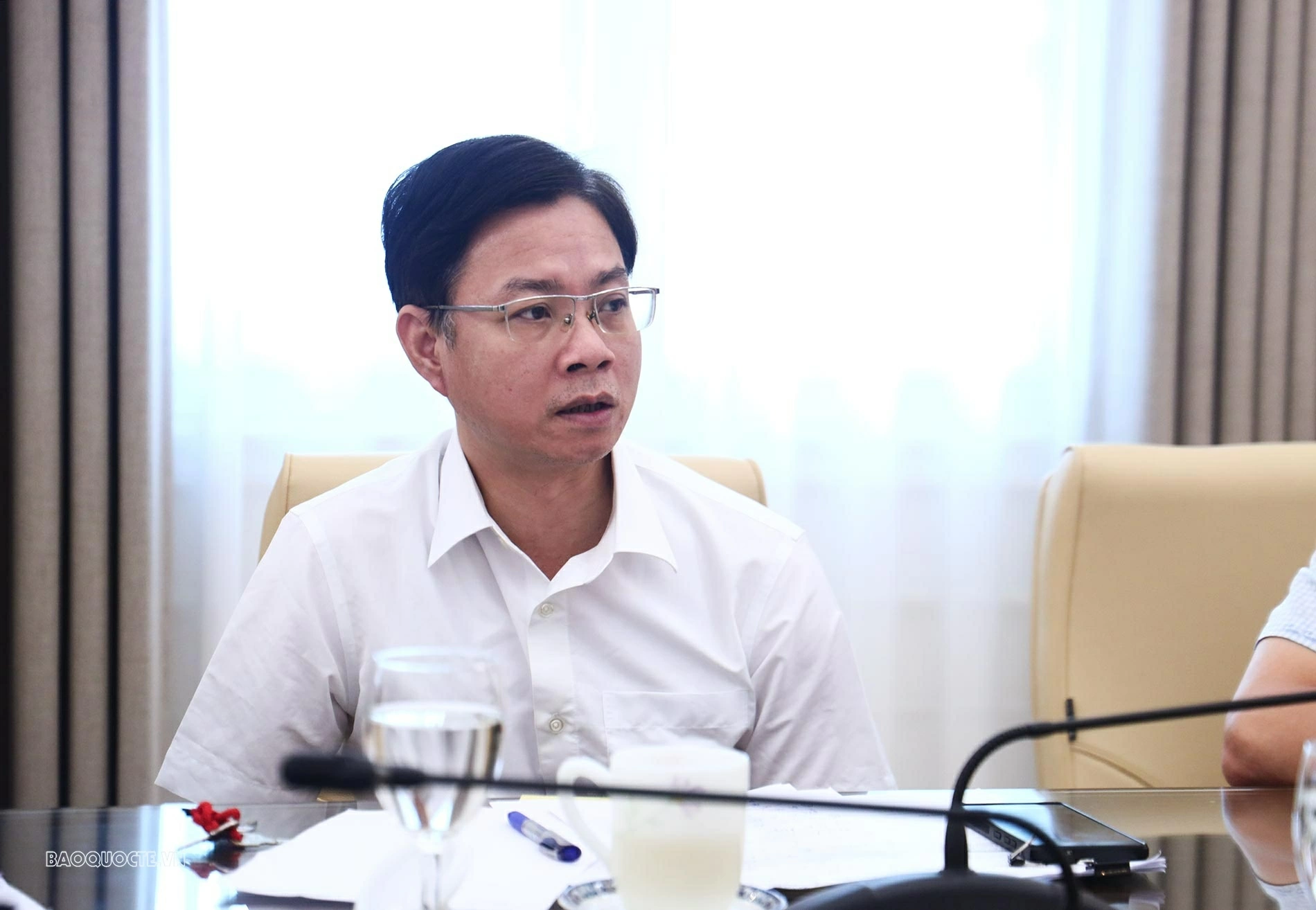 Thứ trưởng Ngoại giao, Chủ tịch Ủy ban Quốc gia UNESCO Việt Nam Ngô Lê Văn phát biểu tại buổi làm việc. (Ảnh: Thành Long) Thứ trưởng Ngoại giao, Chủ tịch Ủy ban Quốc gia UNESCO Việt Nam Ngô Lê Văn phát biểu tại buổi làm việc. (Ảnh: Thành Long)