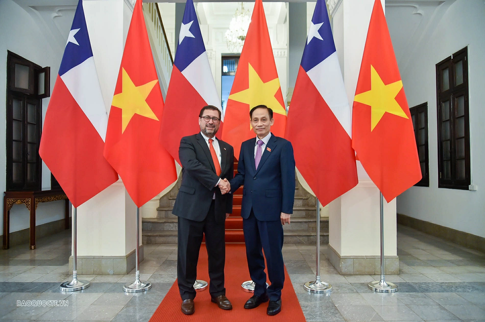 Bộ trưởng Lê Hoài Trung đón, hội đàm với Bộ trưởng Ngoại giao Chile Ủy viên Bộ Chính trị, Bộ trưởng Ngoại giao Lê Hoài Trung đón, hội đàm với Bộ trưởng Ngoại giao Chile