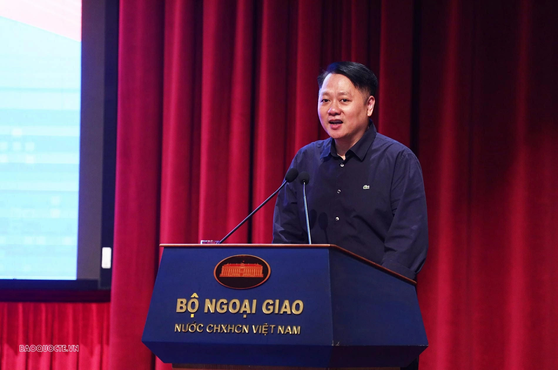 Nguyễn Việt Anh, Vụ trưởng Vụ Tổ chức Cán bộ phát biểu tại buổi gặp mặt. (Ảnh: Thành Long)