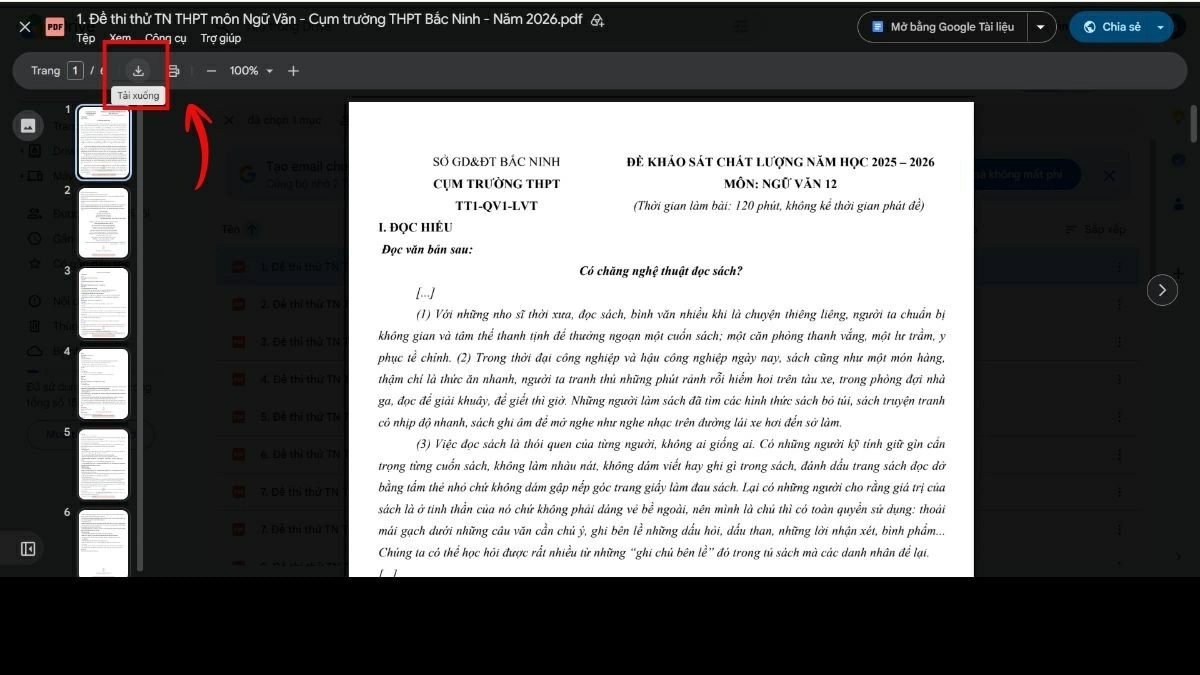 Nhấp chuột phải vào file cần lưu hoặc nhấn biểu tượng Tải xuống.