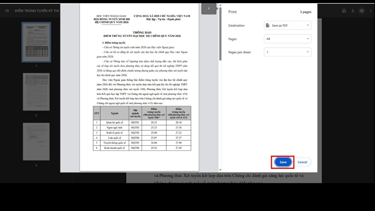 Chọn Tải xuống để bắt đầu lưu file về máy tính.