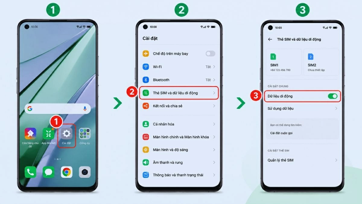 Mở Cài đặt trên điện thoại OPPO từ màn hình chính.