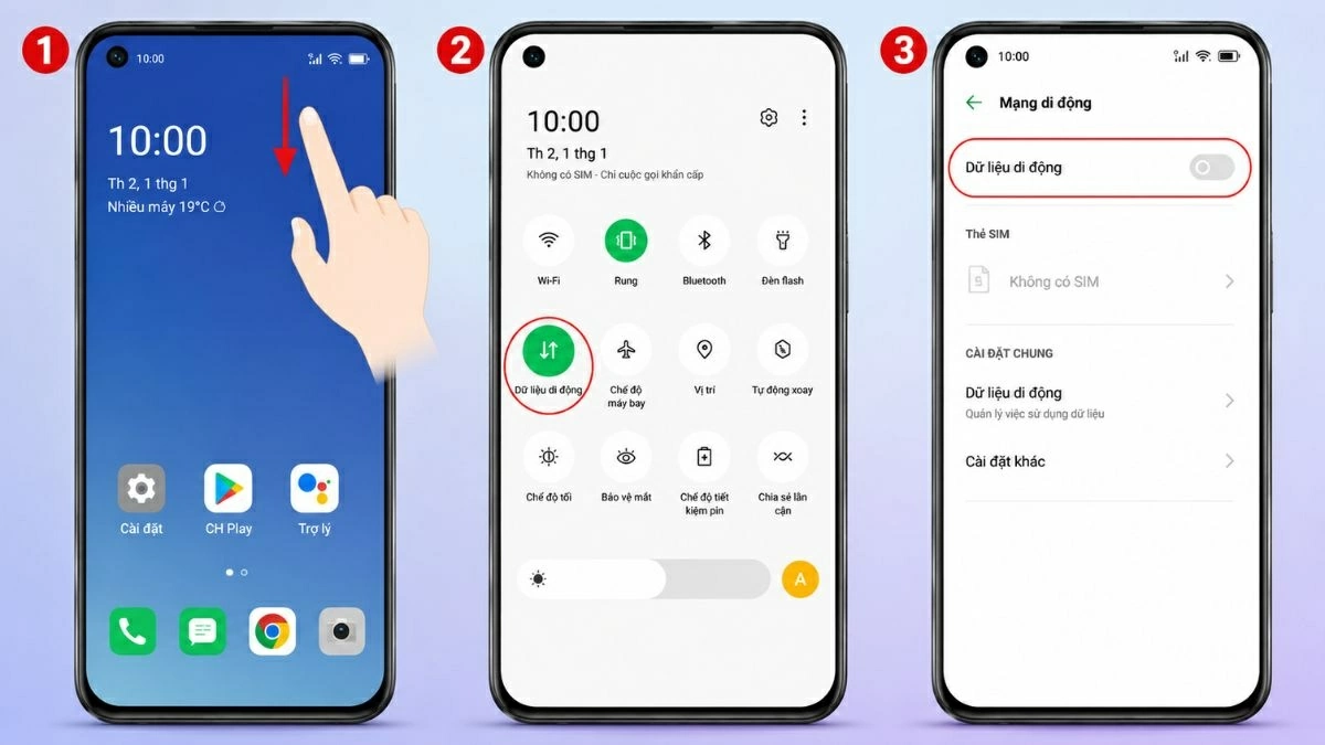 Vuốt từ cạnh trên màn hình xuống để mở bảng điều khiển nhanh.