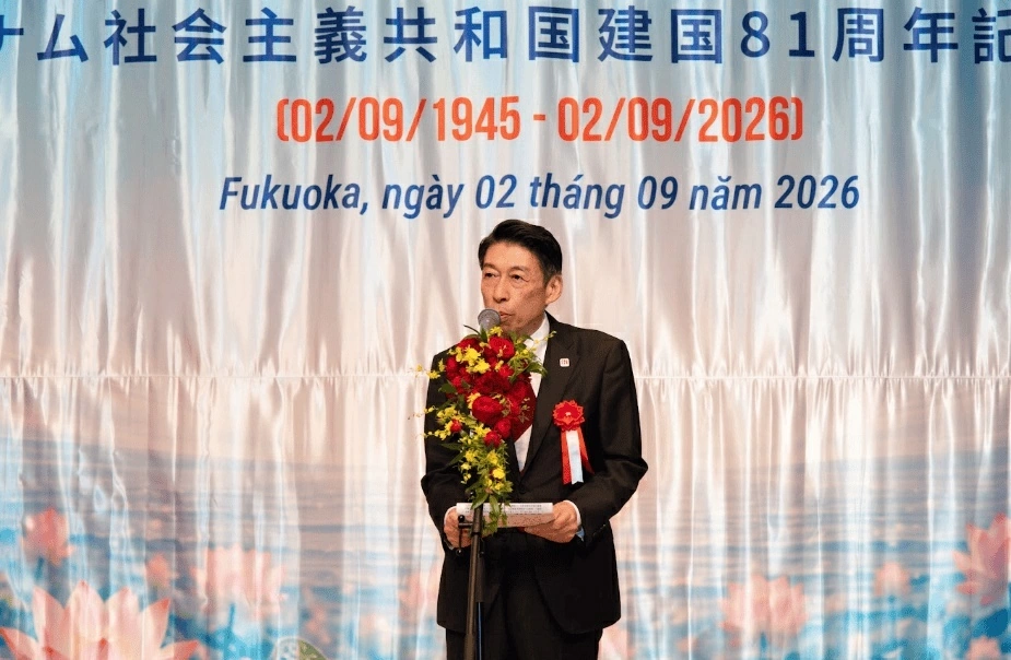 Thống đốc tỉnh Fukuoka Hattori Seitaro phát biểu chúc mừng Quốc khánh Việt Nam.