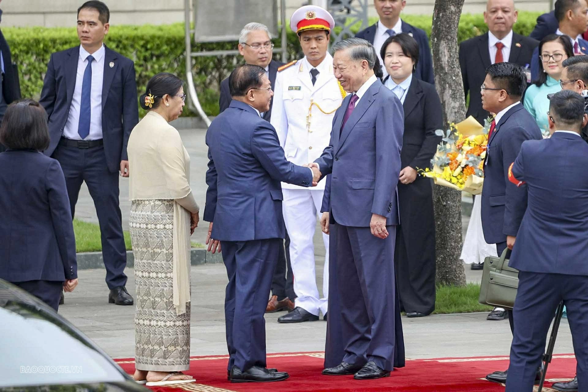 Lễ đón chính thức Tổng thống Myanmar và Phu nhân