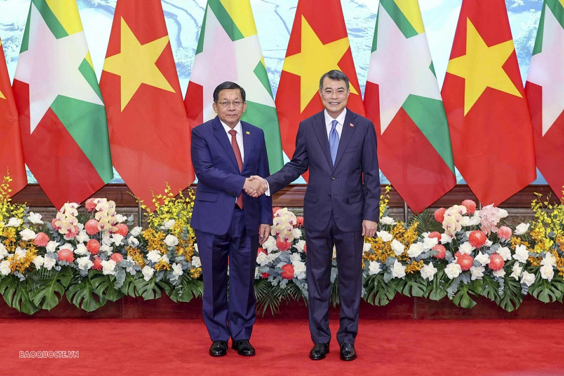 Thủ tướng Lê Minh Hưng hội kiến Tổng thống Myanmar Min Aung Hlaing