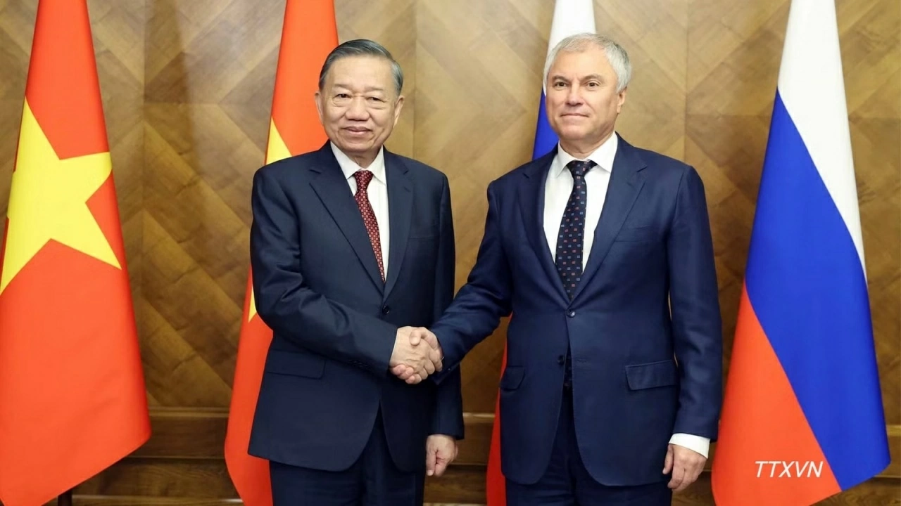 Tổng Bí thư, Chủ tịch nước Tô Lâm hội kiến Chủ tịch Duma Quốc gia Nga Vyacheslav Volodin Tổng Bí thư, Chủ tịch nước Tô Lâm hội kiến Chủ tịch Duma Quốc gia Nga Vyacheslav Volodin
