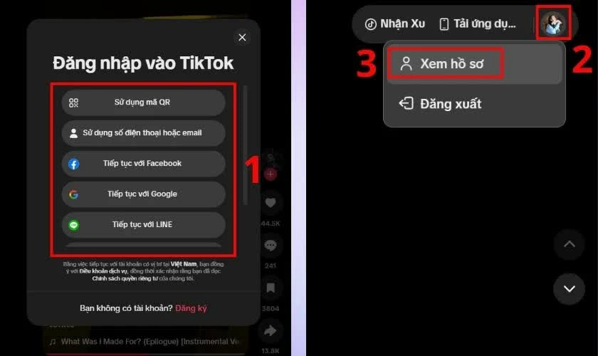 Mở trang cá nhân TikTok. Mở trang cá nhân TikTok.