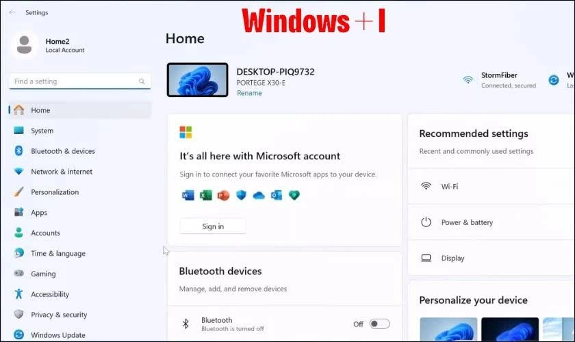 Trước tiên, nhấn tổ hợp phím Windows + I.