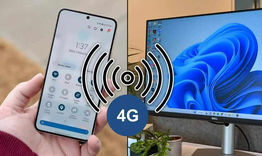 Phát mạng di động từ Android sang máy tính.