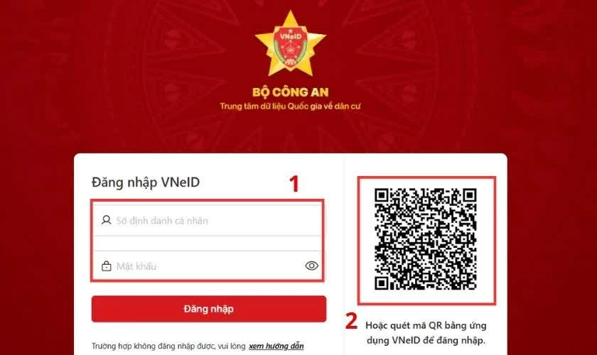 Truy cập bằng tài khoản VNeID. Truy cập bằng tài khoản VNeID.