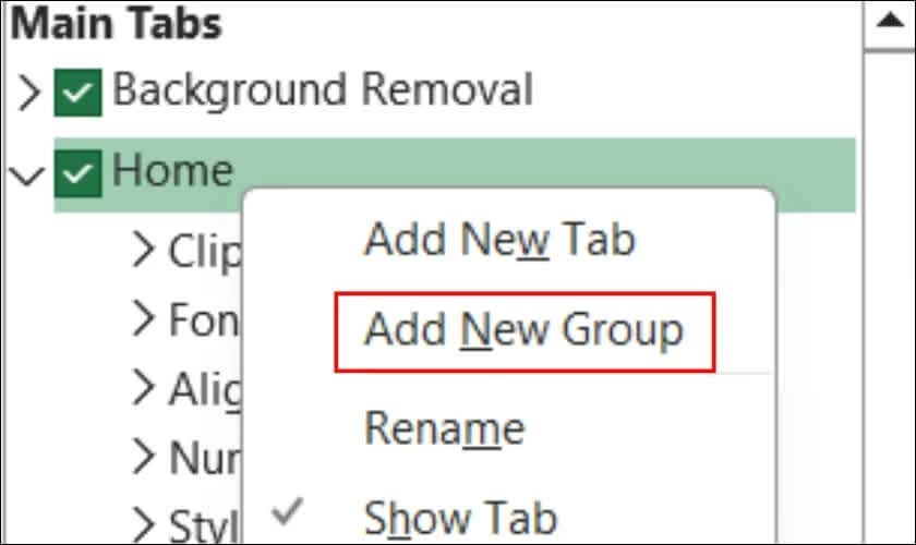 Nhấn chuột phải vào Home và chọn Add New Group.