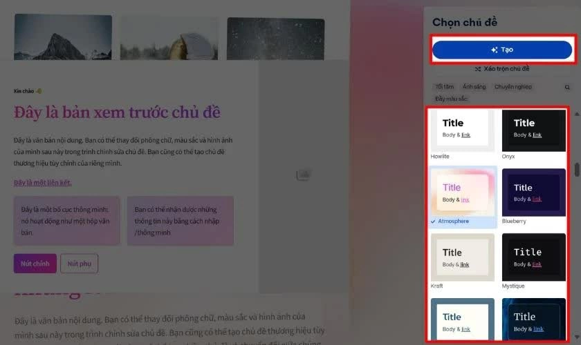 Chọn giao diện trình bày. Chọn giao diện trình bày.
