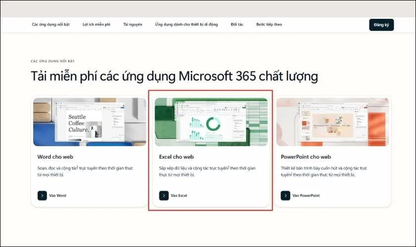 Dùng Excel miễn phí trực tuyến trên trình duyệt.