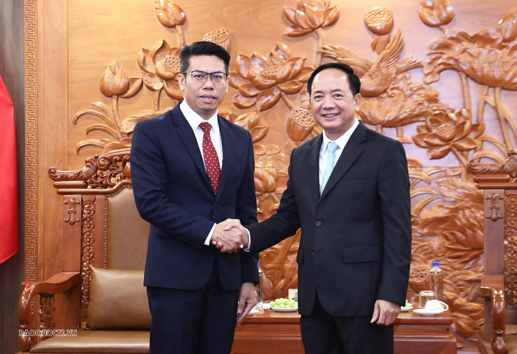 Trưởng Ban Tuyên giáo Trung ương Trịnh Văn Quyết tiếp đồng chí Sakhone Phommalath, Phó Trưởng Ban Tuyên huấn Trung ương Đảng Nhân dân cách mạng Lào.