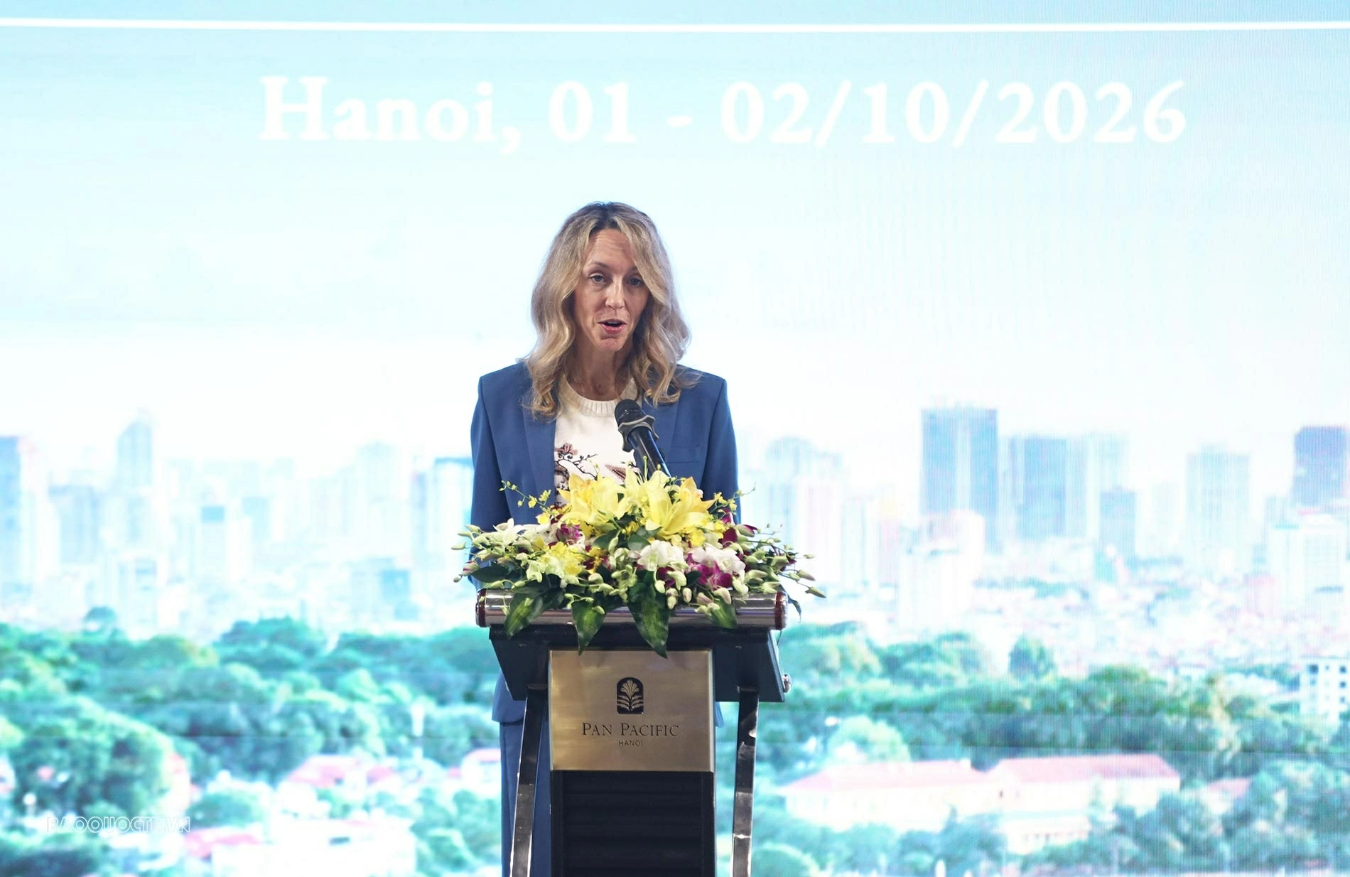 Ph&oacute; Đại sứ Hoa Kỳ tại Việt Nam Courtney Beale ph&aacute;t biểu tại Hội thảo. (Ảnh: Th&agrave;nh Long)