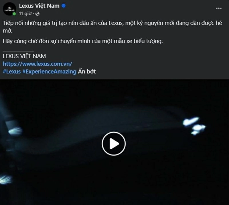 Đoạn video ngắn hé lộ mẫu xe mới Lexus chuẩn bị ra mắt thị trường Việt Nam.