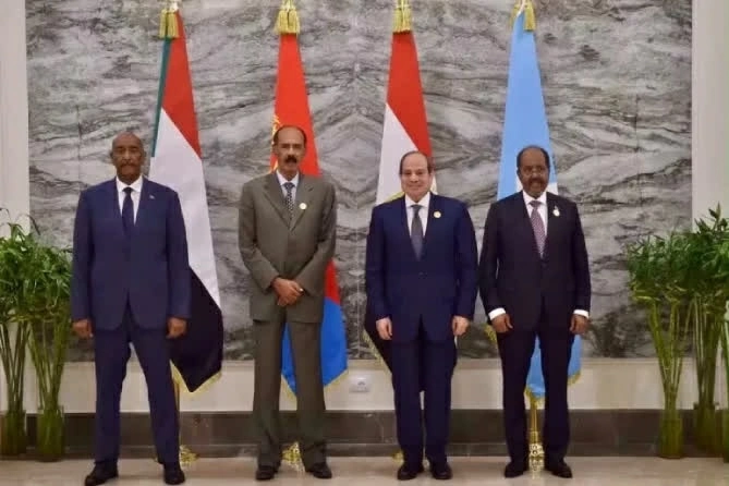 Lãnh đạo Ai Cập, Eritrea, Somalia và Sudan tại cuộc gặp ở thành phố New Alamein, Ai Cập. (Nguồn: Al Jazeera)