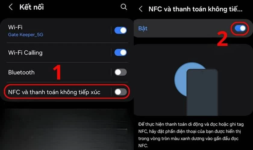 Kích hoạt tính năng NFC.