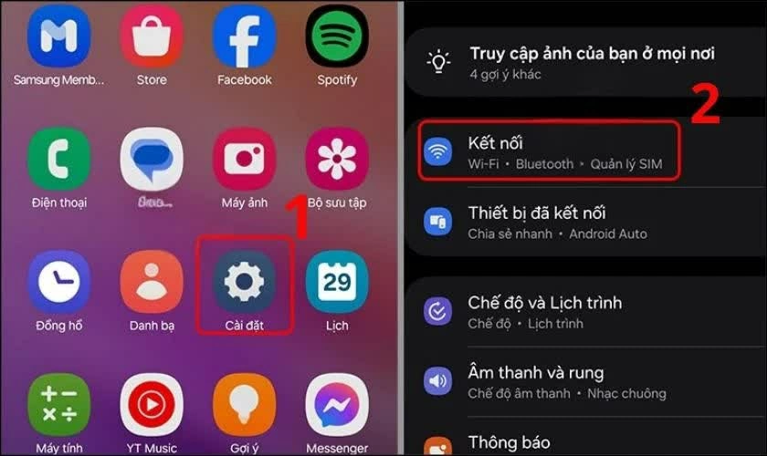 Truy cập phần cài đặt kết nối.