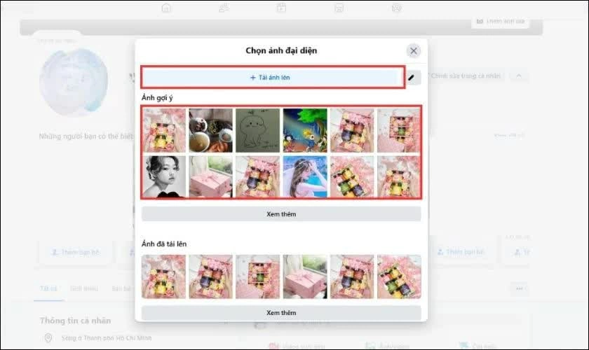 Chọn ảnh có sẵn hoặc tải hình từ máy tính.