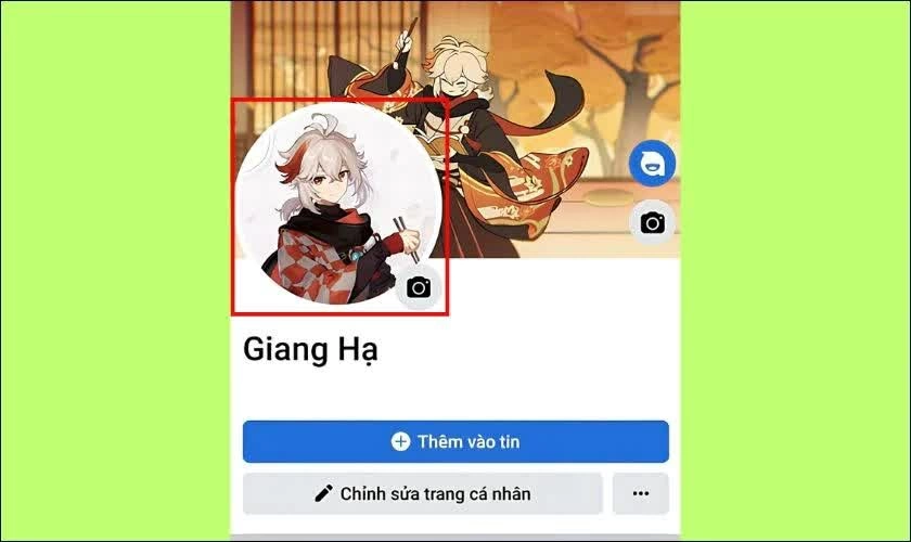 Mở trang cá nhân và chọn avatar.