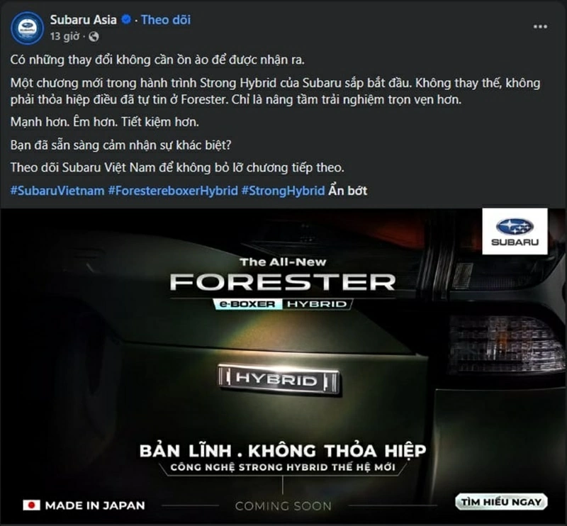 Subaru Forester hybrid sắp về Việt Nam, giá dự kiến 1,5 tỷ đồng