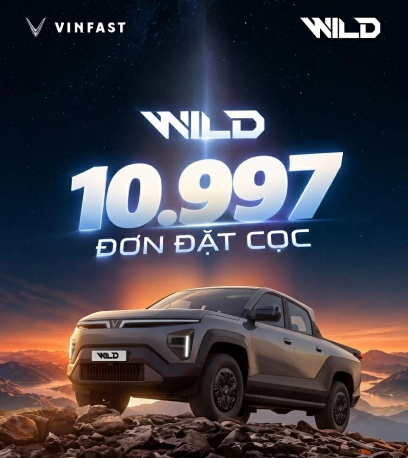 VinFast VF Wild nhận được 10.997 đơn đặt cọc kể từ ngày 25/9/2026.