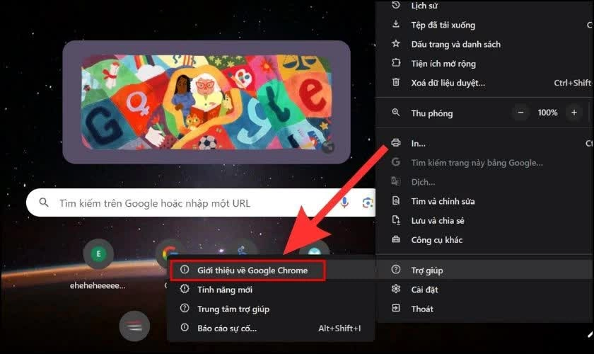 Tiếp tục chọn Giới thiệu về Google Chrome. Tiếp tục chọn Giới thiệu về Google Chrome.