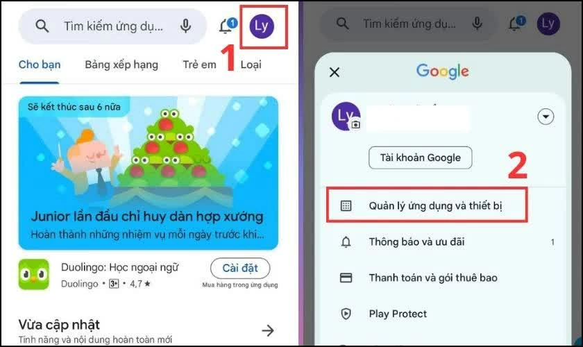 Mở ứng dụng Google Play trên điện thoại. Mở ứng dụng Google Play trên điện thoại.