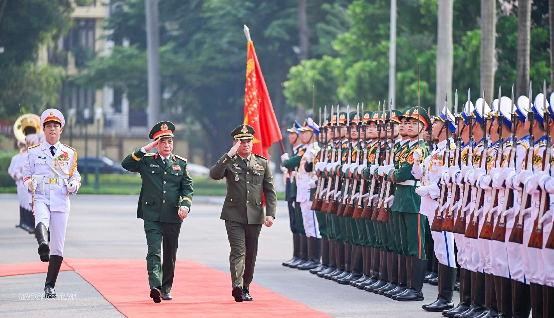 Đại tướng Phan Văn Giang chủ trì lễ chính thức Phó Thủ tướng, Bộ trưởng Quốc phòng Campuchia Đại tướng Phan Văn Giang chủ trì lễ chính thức Phó Thủ tướng, Bộ trưởng Quốc phòng Campuchia