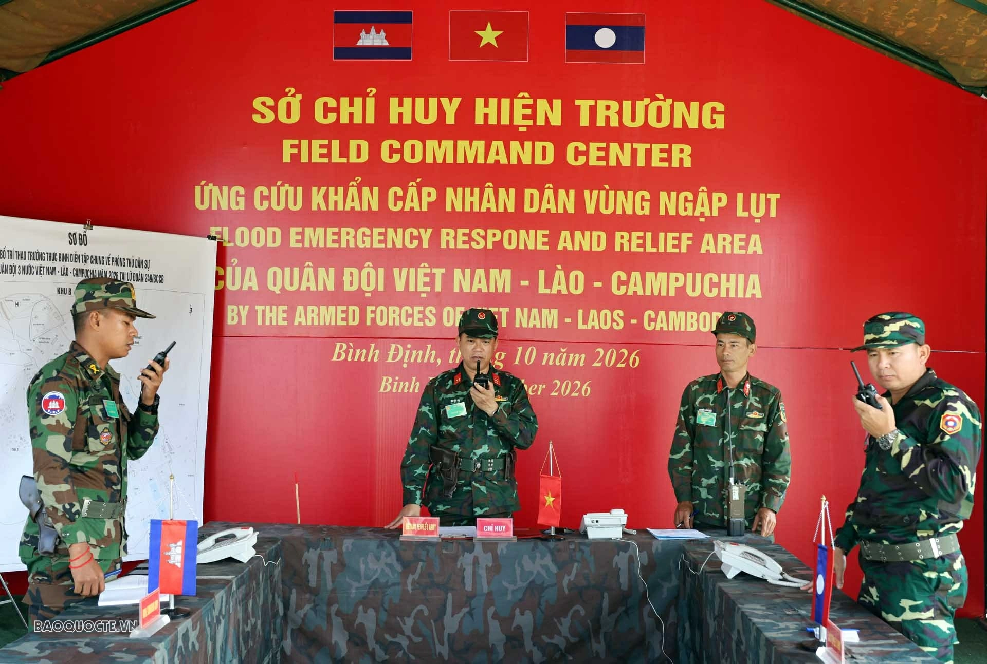Quân đội Việt Nam - Lào - Campuchia diễn tập chung về phòng thủ dân sự