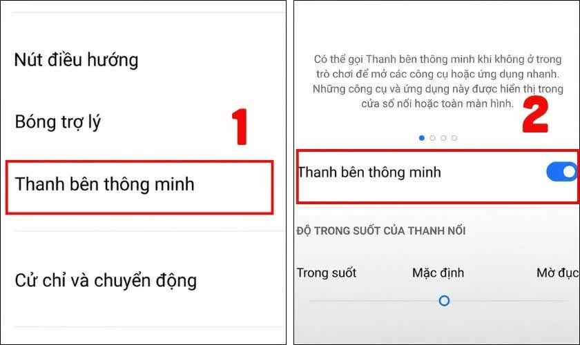 Nhấn vào Thanh bên thông minh.
