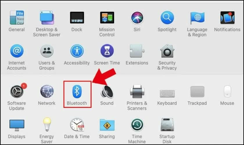 Trong cửa sổ cài đặt, tìm và nhấn vào mục Bluetooth.