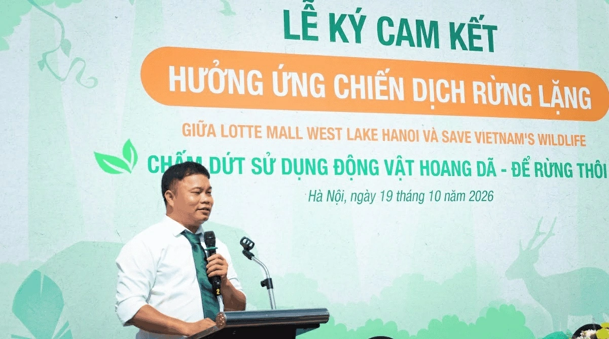 Ông Nguyễn Văn Thái, Giám đốc Trung tâm Bảo tồn động vật hoang dã tại Việt Nam, phát biểu tại sự kiện. (Nguồn: BTC)