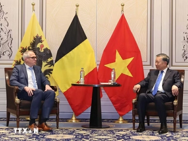 Tổng Bí thư, Chủ tịch nước Tô Lâm tiếp Bộ trưởng, Thủ hiến vùng Flanders Matthias Diependaele - Ảnh: TTXVN