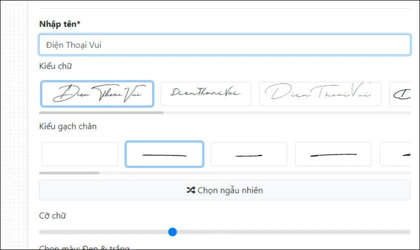 Nhập tên của bạn vào ô được cung cấp. 
