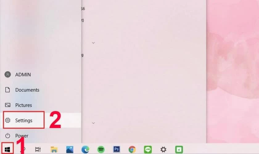 Nhấn vào biểu tượng Windows ở góc dưới bên trái. 